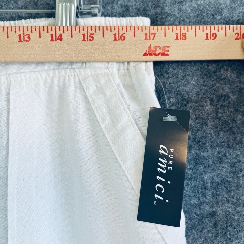 PURE AMICI Linen Cotton Wide Leg Pants Pockets White Drawstring Size Medium NWT - Picture 11 of 11